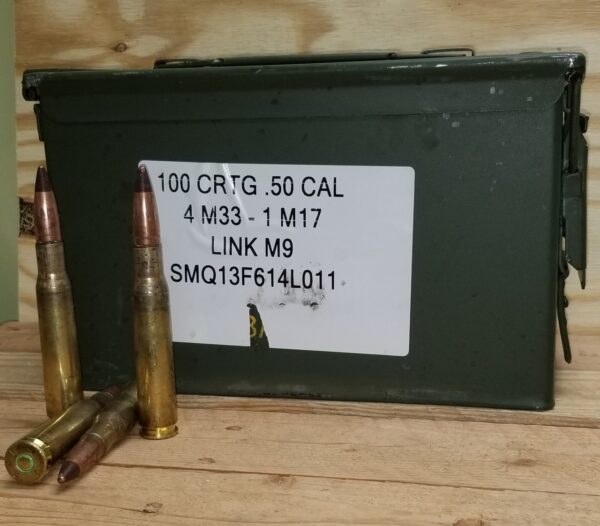 Federal 50 BMG Ammunition XM33 690 Grain Full Metal Jacket Tracers Ammo Can of 100 Rounds